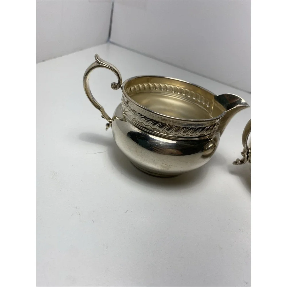 Gorham Electroplated,‎ Creamer And Open Two Handle Sugar Bowl Set Broken Handle